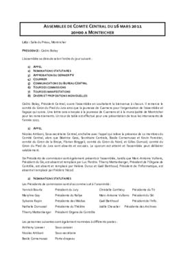 Procès verbal, Assemblée, Comité Central