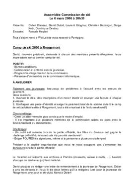 Procès Verbal, Commission Ski