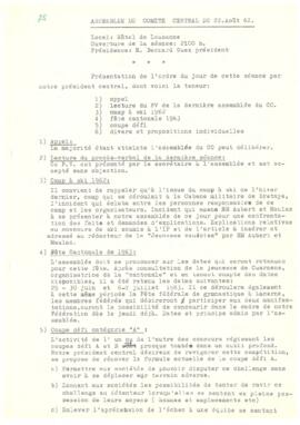 Procès verbal, Assemblée, Comité Central