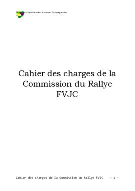 Cahier des charges, Commission Rallye