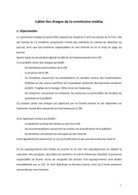 Cahier des charges, Commission Média