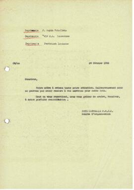 Correspondance, Retour d'offre, Cantonale Froideville