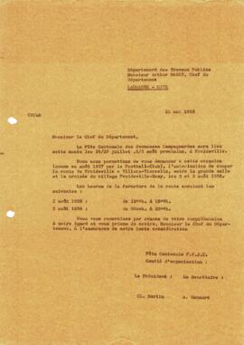 Correspondance, Demande coupure routière, Cantonale Froideville