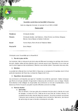 Procès verbal, Assemblée Comité Nord, Chavornay