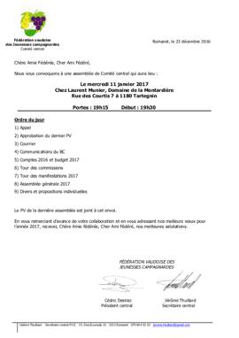 Convocation Assemblée Comité Central