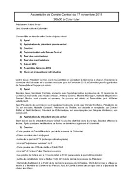Procès verbal, Assemblée, Comité Central