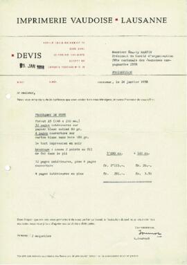 Correspondance, Devis, Cantonale Froideville