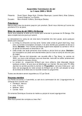 Procès Verbal, Commission Ski