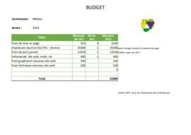 Budgets, Comission médias