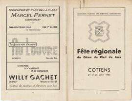 Livret de fête, Giron du Pied du Jura, Cottens