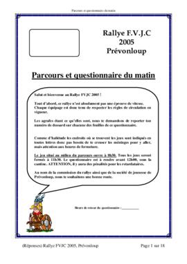 Questionnaire matin, Rallye, Prevonloup