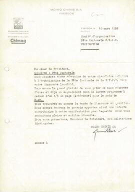 Correspondance, Demande d'ajout livret de fête, Cantonale Froideville