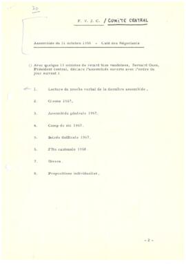 Procès verbal, Assemblée, Comité Central