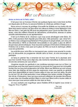 Livret de fête, Giron du Centre, Cugy