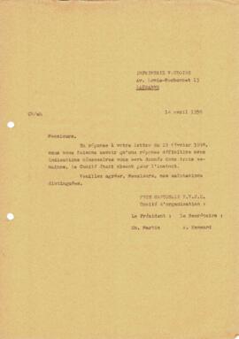 Correspondance, Retour de réponse définitive, Cantonale Froideville