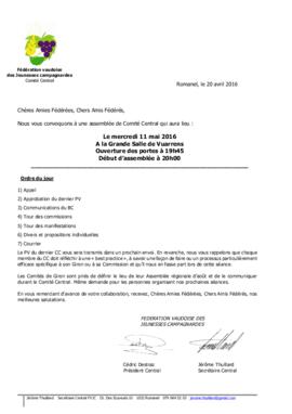 Convocation Assemblée Comité Central