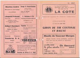 Livret de fête, Tir Cantonal et Rallye, Livret de fête