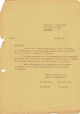 Correspondance, Demande de sollicitation, Cantonale Froideville