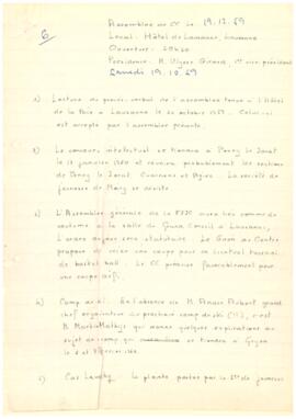 Procès verbal, Assemblée, Comité Central