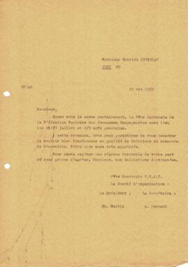 Correspondance, Demande de sollicitation, Cantonale Froideville