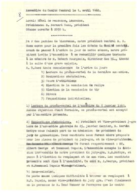 Procès verbal, Assemblée, Comité Central