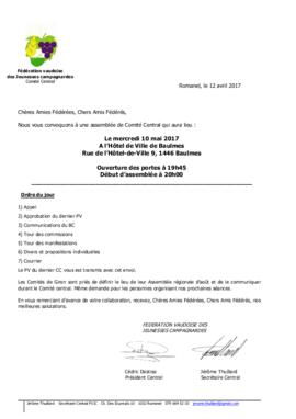 Convocation Assemblée Comité Central