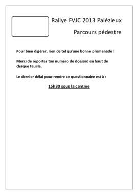 Questionnaire matin, Rallye, Palézieux