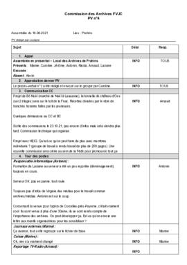 Procès Verbal, Commission des Archives