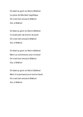 Chanson du caissier FVJC, Giron du Nord à Mathod