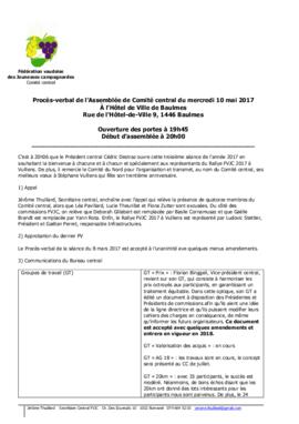 Procès verbal, Assemblée, Comité Central