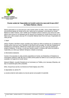 Procès verbal, Assemblée, Comité Central