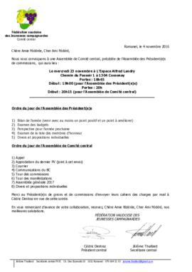 Convocation Assemblée Comité Central