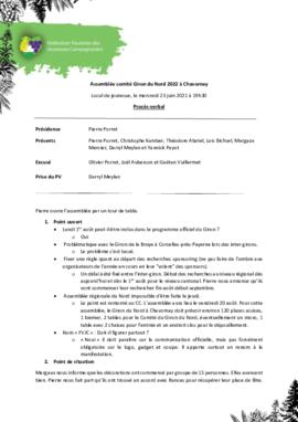 Procès verbal, Assemblée Comité Nord, Chavornay