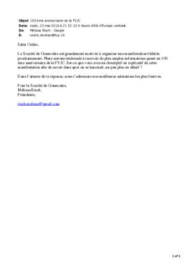 100 ème anniversaire de la FVJC