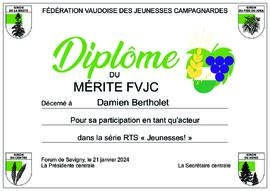Diplôme du mérite FVJC, Damien Bertholet