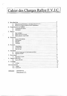 Cahier des charges, Commission Rallye
