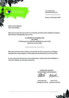 Invitation, Verrée des commissions