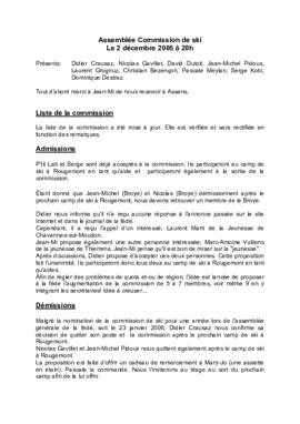 Procès Verbal, Commission Ski