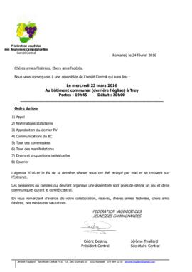 Convocation Assemblée Comité Central