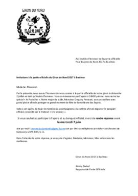 Invitations Partie officielle du Giron du Nord 2017 à Baulmes