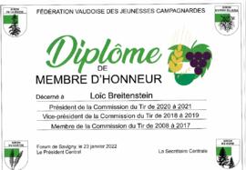 Diplôme membre d'honneur, Loïc Breitenstein