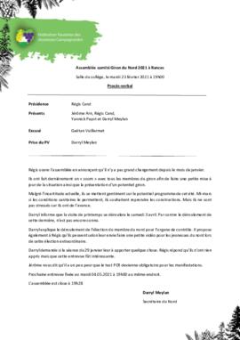 Procès verbal, Assemblée Comité Nord, Rances