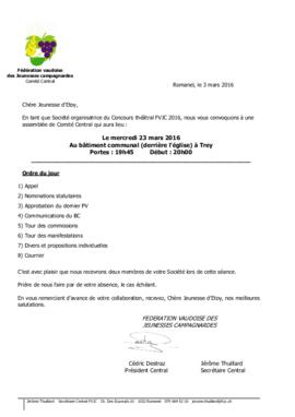 Convocation Assemblée Comité Central