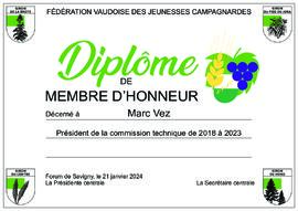 Diplôme membre d'honneur, Marc Vez