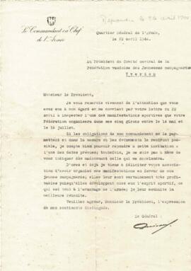 Retour d'invitation, Commandant en chef de l'armée Suisse