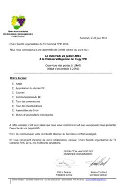 Convocation Assemblée Comité Central