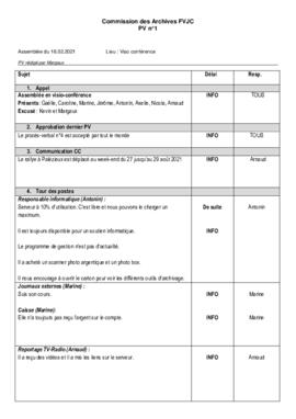 Procès Verbal, Commission des Archives