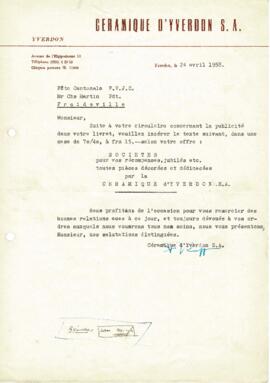 Correspondance, Demande d'ajout livret de fête, Cantonale Froideville