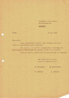 Correspondance, Retour d'offre, Cantonale Froideville