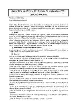 Procès verbal, Assemblée, Comité Central